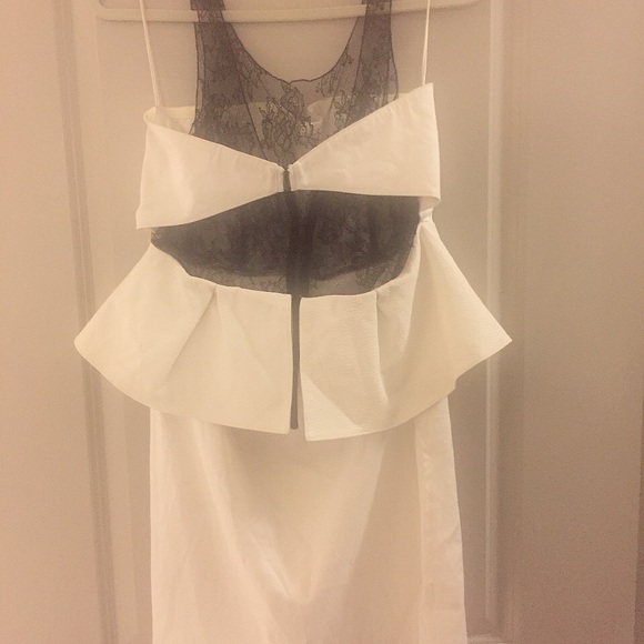 Alice and Olivia Leather Peplum Dress with Lace - Picture 4 of 6